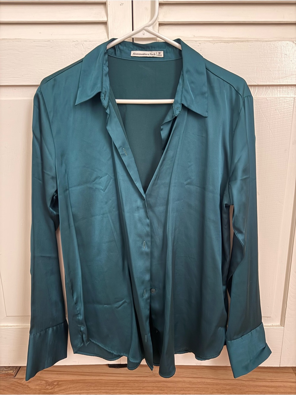 Teal Satin Button Down